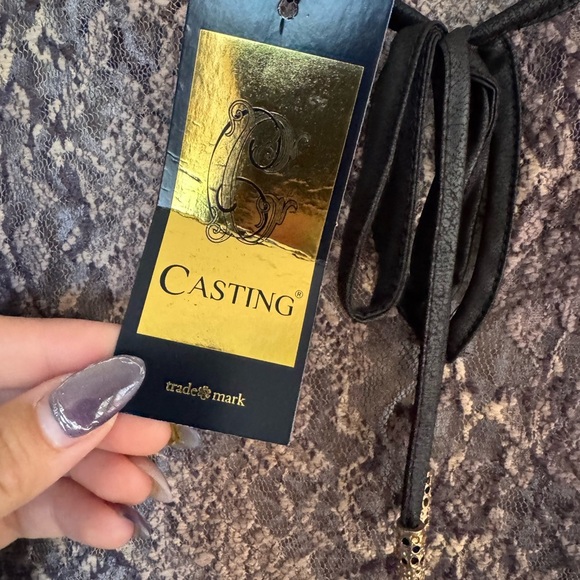 Casting Sheer lace Snakeskin flare sleeve top size 1( small) - Picture 7 of 9